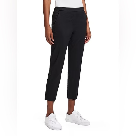 Theory Cotton Elastane Cropped Pants Black Size 8 Pockets Business Casual Preppy - Picture 1 of 7